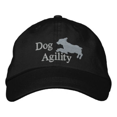 Agility Brittany Spaniel Dark Embroidered Baseball Caps by MenagerieMayhem