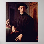 Agnolo di Cosimo - Portrait of a man with lute Poster