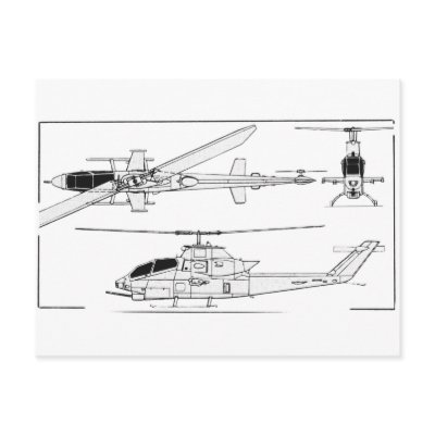 AH1 Blueprint Post Cards by iflytandemrotor