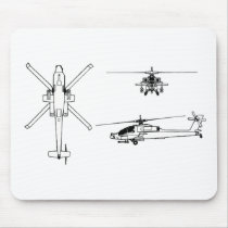AH-64 blueprint Mouse Pad