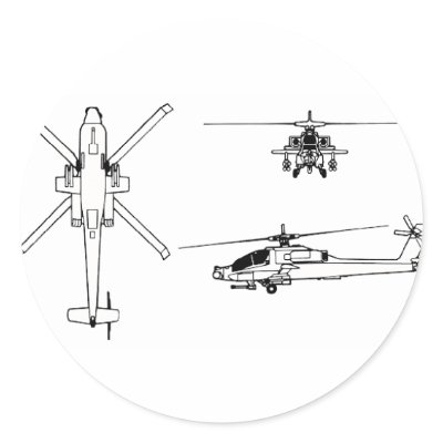 AH-64 blueprint Sticker by iflytandemrotor