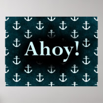 Ahoy! Anchor Pattern Design Dark Blue