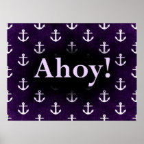 Ahoy! Anchor Pattern Design Dark purple