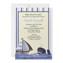 Ahoy Mate Blue Whale Baby Shower 5x7