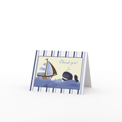 Ahoy Mate Blue Whale Folded Thank you note Greeting Cards by allpetscherished