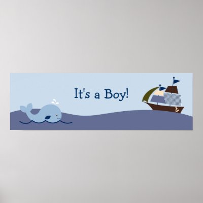 Ahoy Mate Nautical Baby Shower Banner Sign by PoshPartyPrints