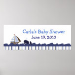 Ahoy Mate Whale Personalised Baby Shower Banner posters