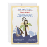 Ahoy Mate Whale, Sailboat & Monkey Invitation 5x7
