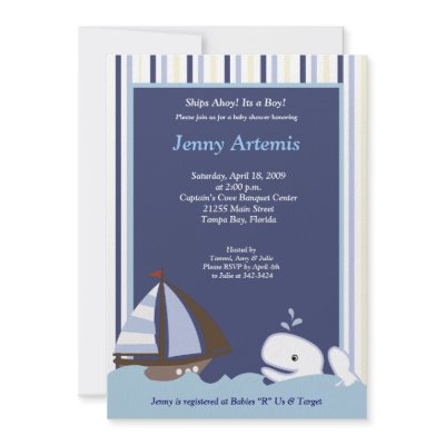 Ahoy Mate White Whale 5x7 Baby Shower Invitation by allpetscherished