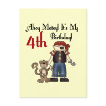 Ahoy Matey Pirate 4th Birthday Tshirts and Gifts Postcard