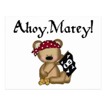Ahoy Matey Teddy Bear Pirate Postcard