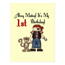 Ahoy Pirate First Birthday Tshirts and Gifts Post Cards