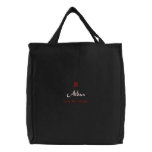 Aidan Name With Gaelic Meaning Black Embroidered Tote Bag