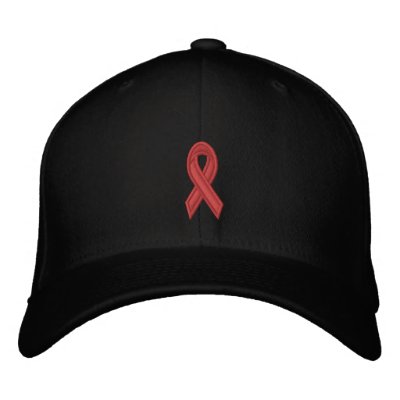 Aids Awareness Ribbon Embroidered Baseball Caps by ktreadwe