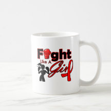 AIDS Fight Like A Girl Silhouette Coffee Mug