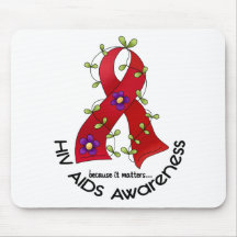 AIDS HIV Flower Ribbon 1 Mouse Mats