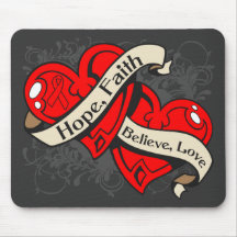 AIDS HIV Hope Faith Dual Hearts Mouse Pad