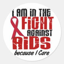 AIDS HIV In The Fight 1 I Care Round Sticker