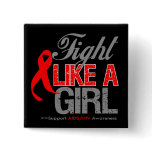 AIDS HIV Ribbon - Fight Like a Girl Button
