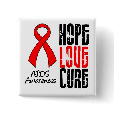 AIDS Hope Love Cure Ribbon Pin by giftsforawareness