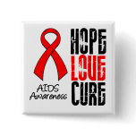 AIDS Hope Love Cure Ribbon buttons