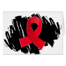 AIDS Red Ribbon With Scribble Greeting Cards