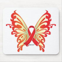 AIDS Ribbon Butterfly Mouse Pads
