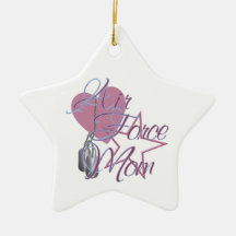 Air Force Mum Heart N Star Ornaments