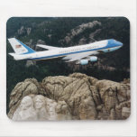 Air Force One flying over Mount Rushmore Mousepad
