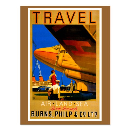 Air, Sea and Land Travel Vertical Postcard