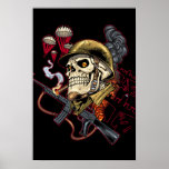 Airborne Marine Corps Parachute Skull by Al Rio Print
