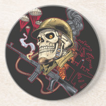Airborne or Marine Paratrooper Skull with Helmet Coasters