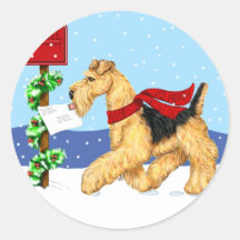 Airedale Christmas Dale Mail Sticker