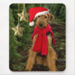 Airedale Christmas Santa mousepads