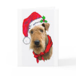 Airedale In Santa Hat Greeting Cards