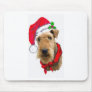 Airedale In Santa Hat Mousepads