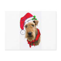 Airedale In Santa Hat Post Card