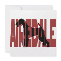 Airedale, King of Terriers, Silhouette Personalized Invitation