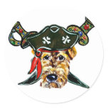Airedale Pirate Round Stickers