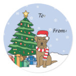 Airedale Terrier and Christmas Tree Sticker