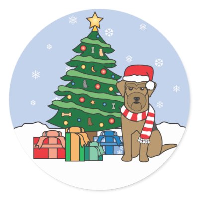 Airedale Terrier and Christmas Tree Stickers by khocker