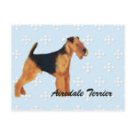 Airedale Terrier ~ Blue w/ White Diamonds Design Postcards