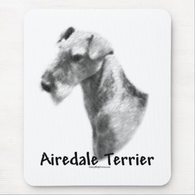 Airedale Terrier Charcoal Mousepad by GreyWolfCreation