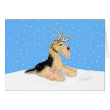 Airedale Terrier Christmas Dale Deer Card