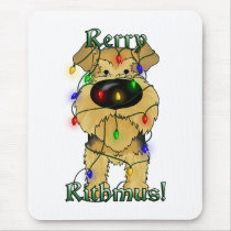 Airedale Terrier Christmas Lights Mouse Pads