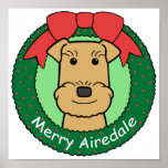 Airedale Terrier Christmas posters