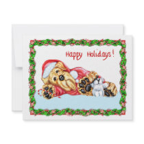 Airedale Terrier Christmas Waiting for Santa