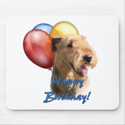 Airedale Terrier Happy Birthday Balloon Mouse Pad by GreyWolfCreation