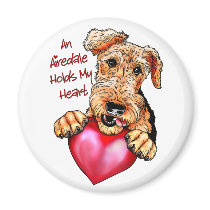 Airedale Terrier Holds My Heart Refrigerator Magnets