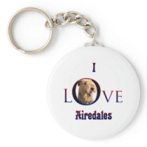 Airedale Terrier I Love Keychain